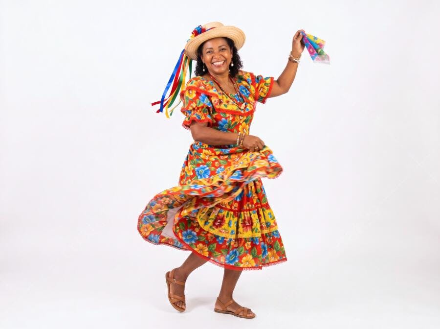 Foto Mulher Negra Dançando Festa Junina Traje Típico