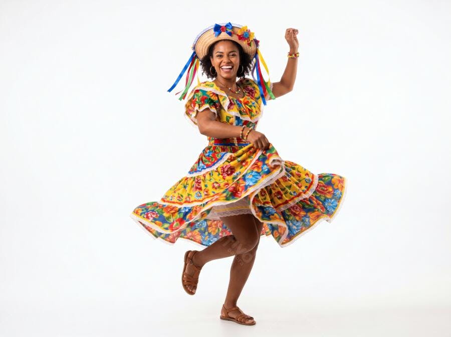 Foto Mulher Negra Dançando Festa Junina Traje Típico