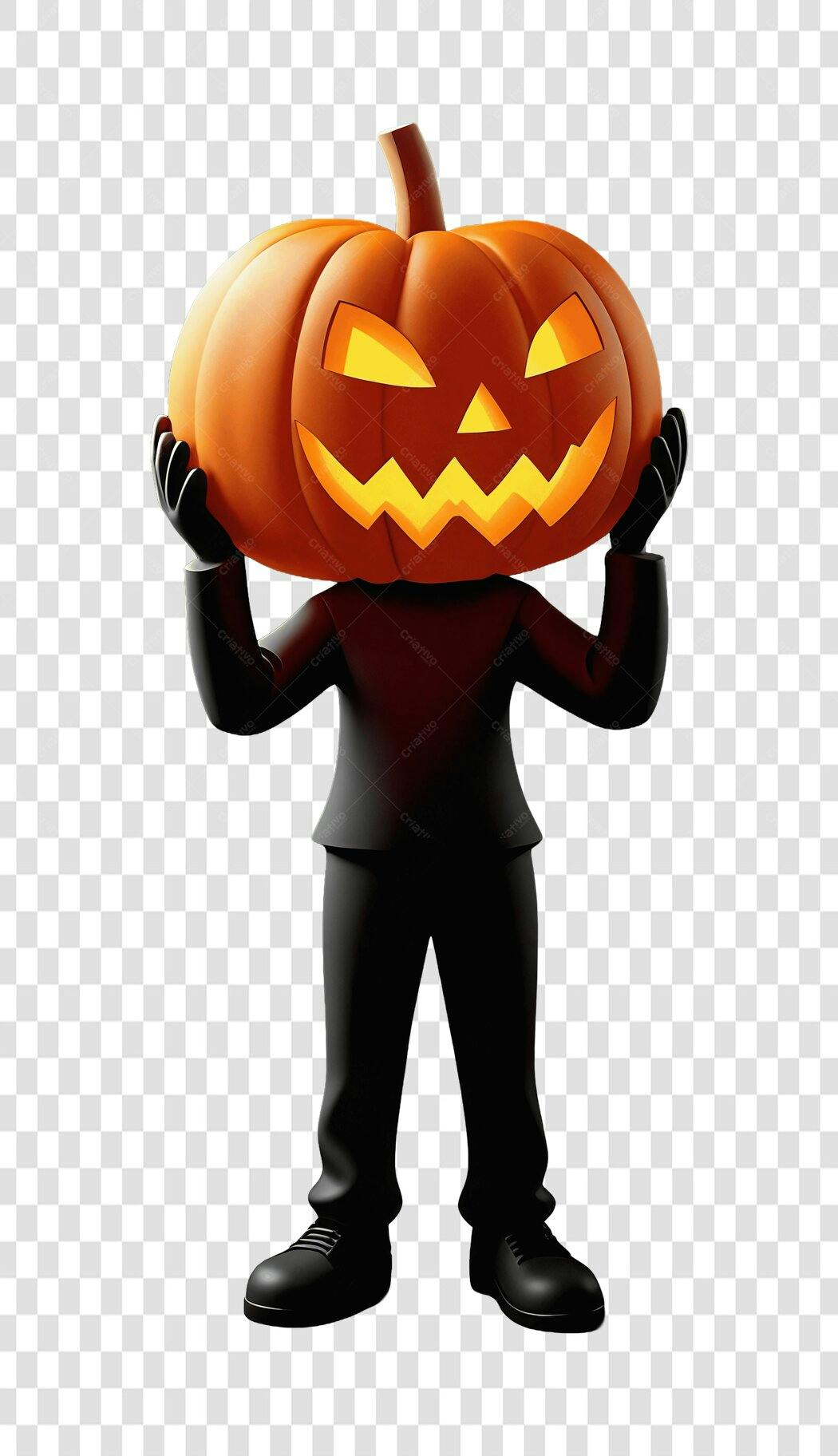 Personagem 3D Abóbora Halloween 31 Outubro PNG Fundo Transparente