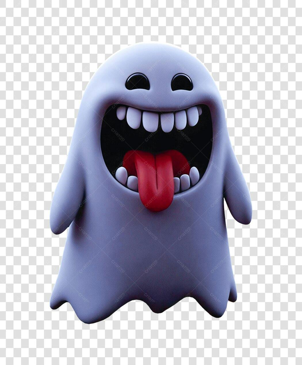 Personagem 3D Fantasma Halloween 31 Outubro PNG Fundo Transparente