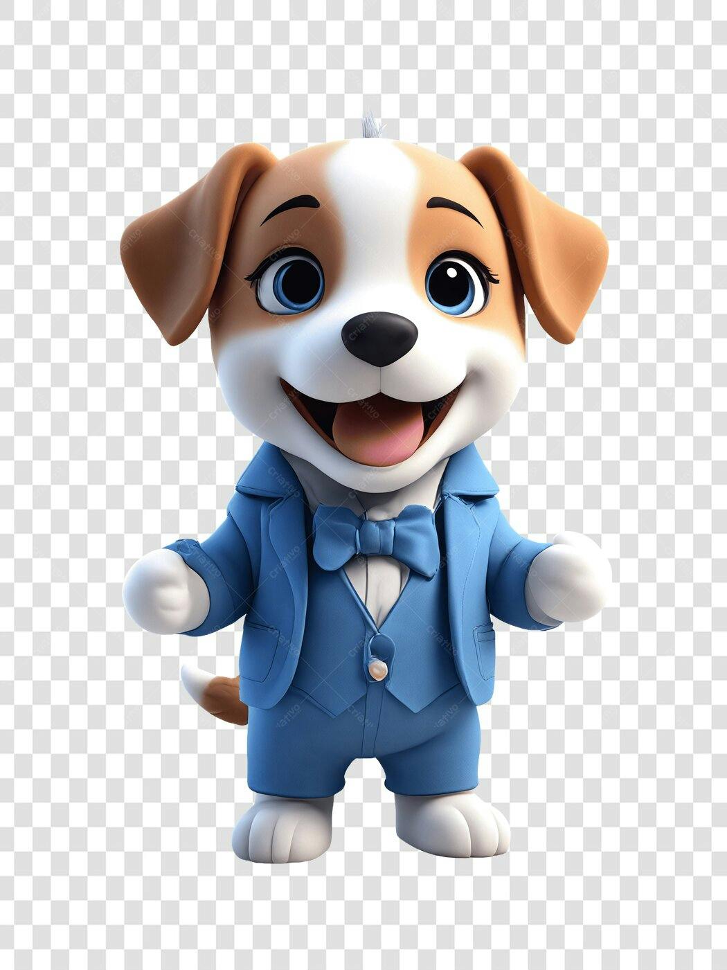 Personagem Ilustrado Cachorro Fofo Terno Azul PNG Fundo Transparente