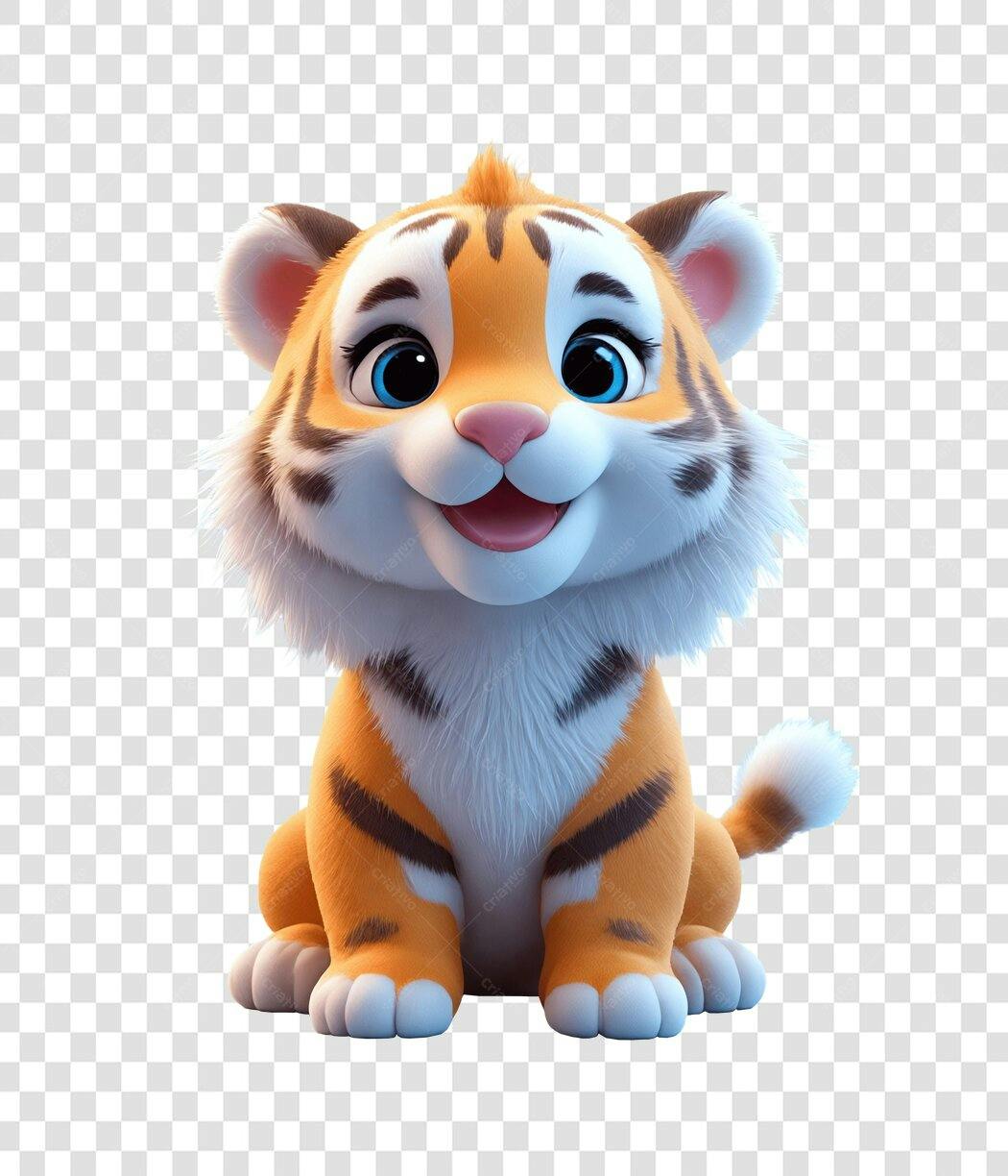 Personagem Ilustrado Tigre Filhote Fofo PNG Fundo Transparente