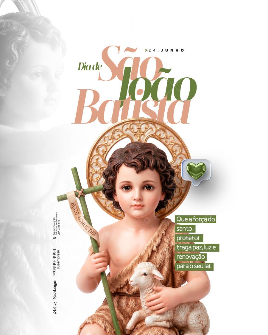 Post Dia de São João Batista 24 Junho PSD Editável