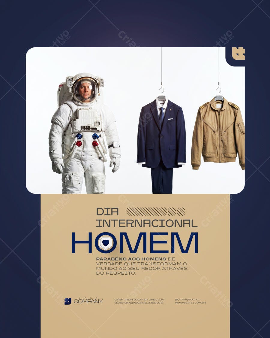 Post Dia Internacional do Homem PSD Editável