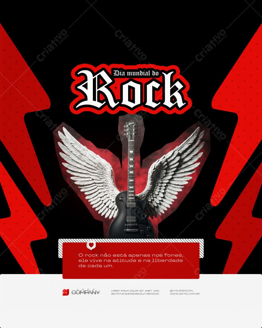 Post Dia Mundial do Rock Julho PSD Editável