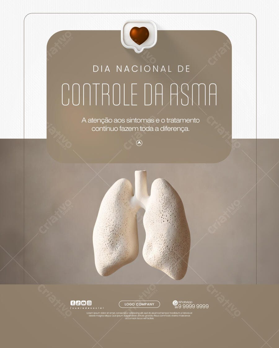 Post Dia Nacional Controle da Asma Saúde PSD Editável