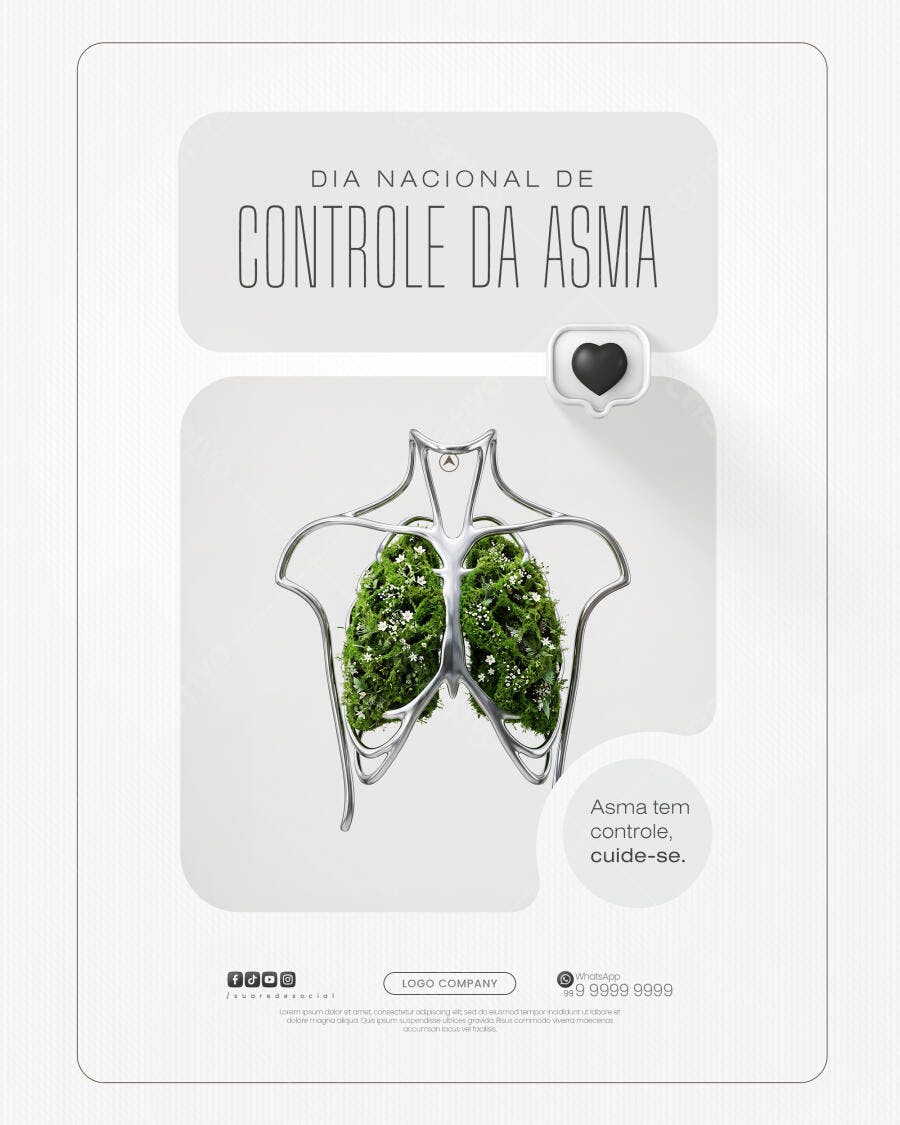 Post Dia Nacional Controle da Asma Saúde PSD Editável