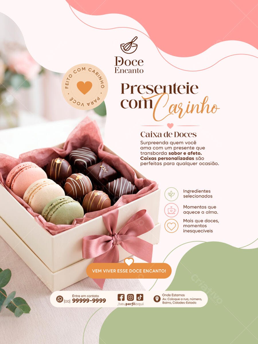 Post Instagram Confeitaria Dia das Mães PSD Editável
