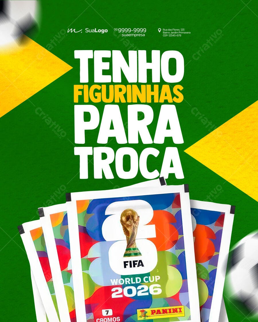 Post Instagram Copa do Mundo 2026 Figurinhas PSD Editável