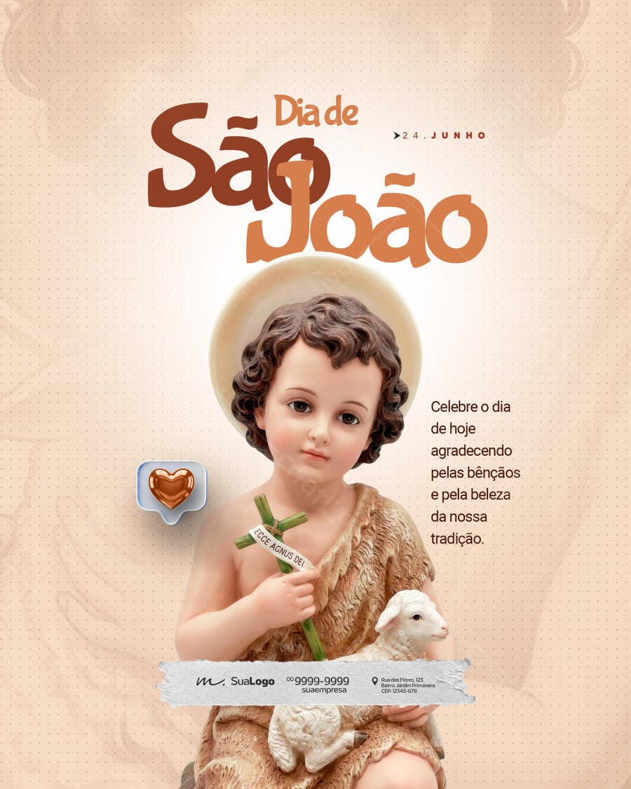 Post Instagram Dia de São João 24 Junho PSD Editável