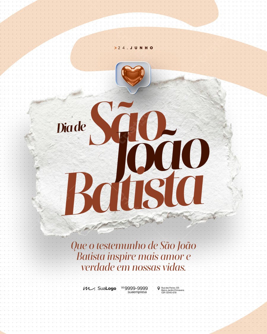 Post Instagram Dia de São João Batista Junho PSD Editável