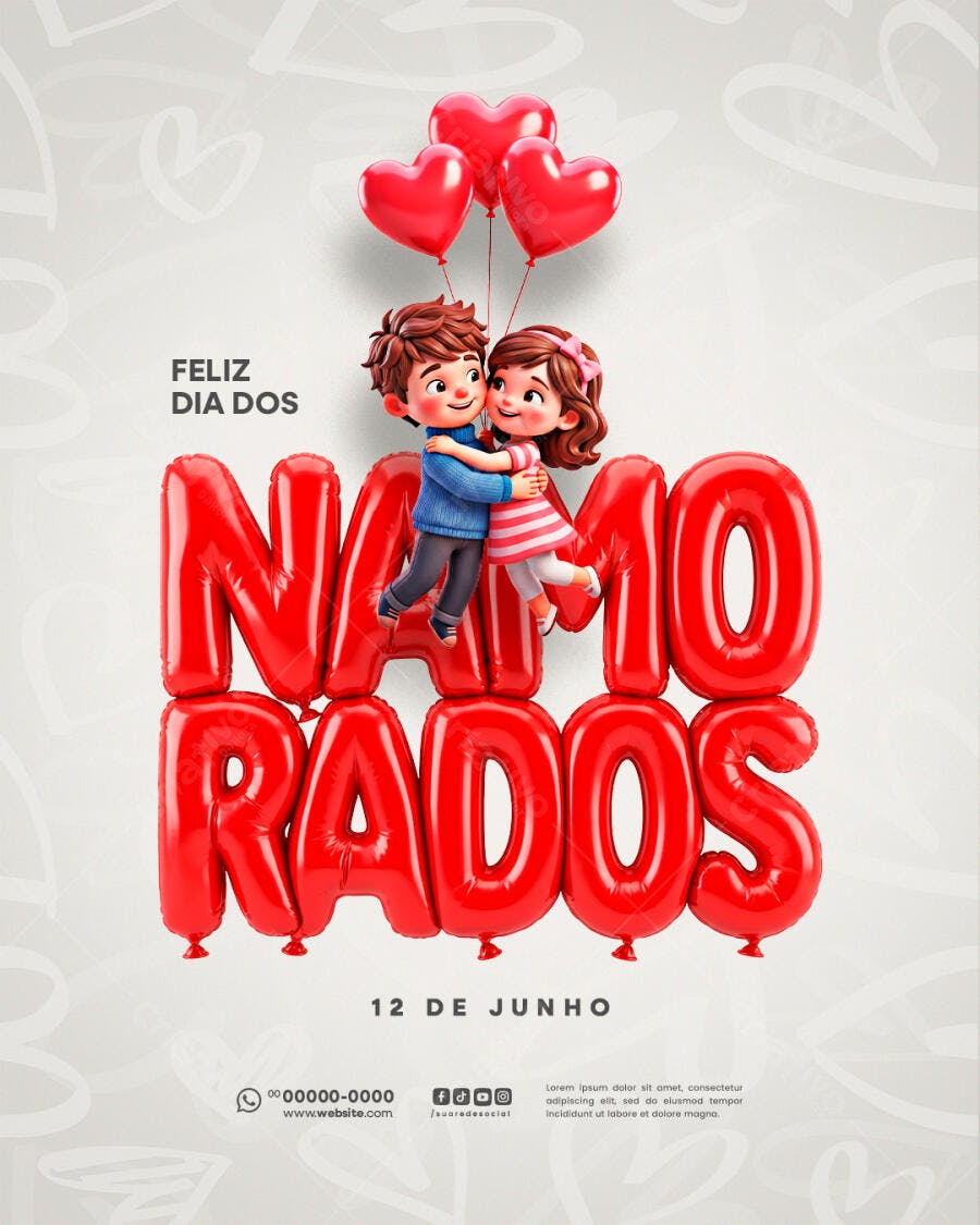 Post Instagram Dia dos Namorados 12 de Junho PSD Editável