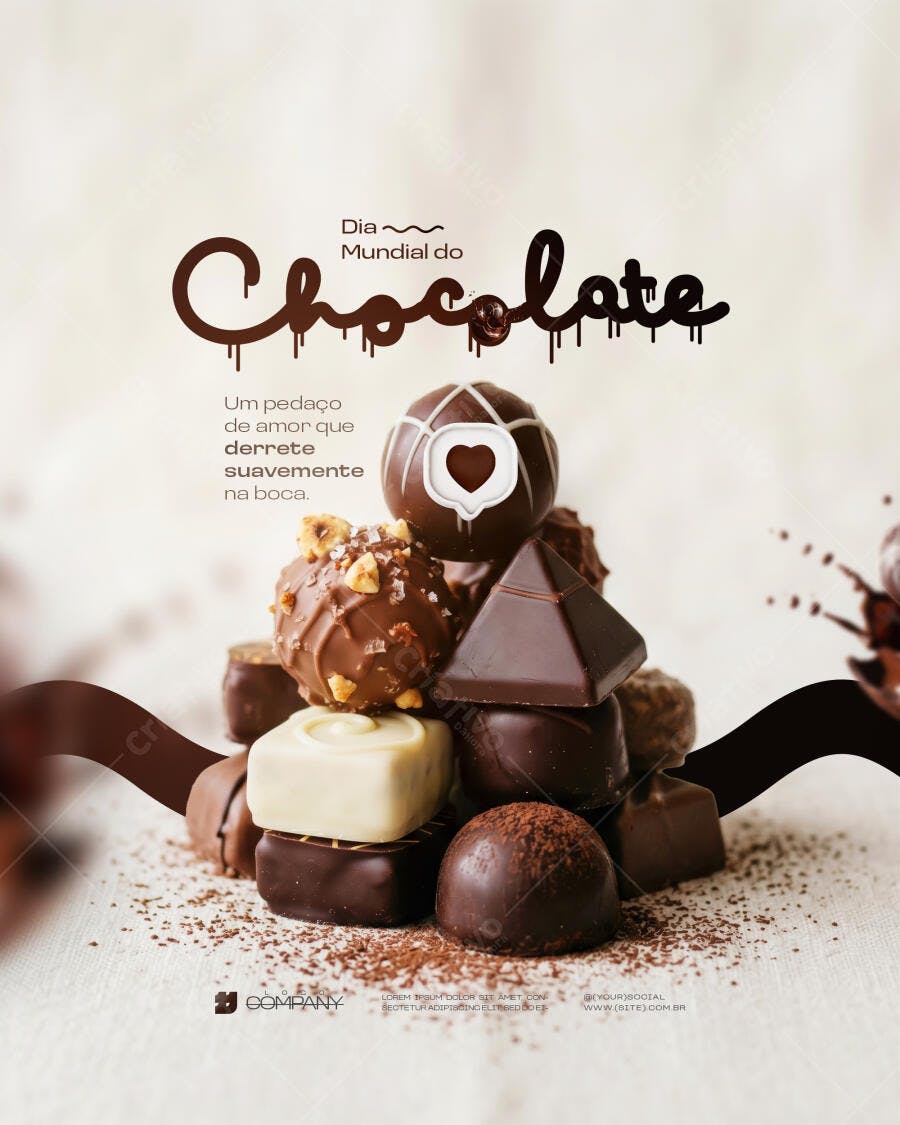 Post Instagram Dia Mundial do Chocolate Doceria PSD Editável