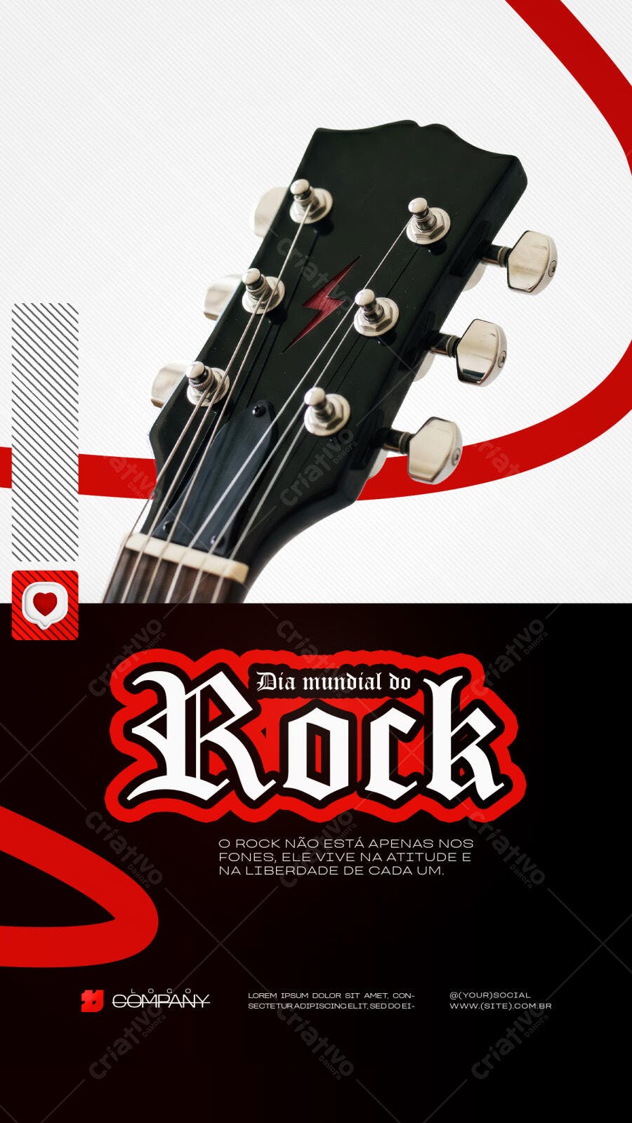 Post Instagram Dia Mundial do Rock PSD Editável