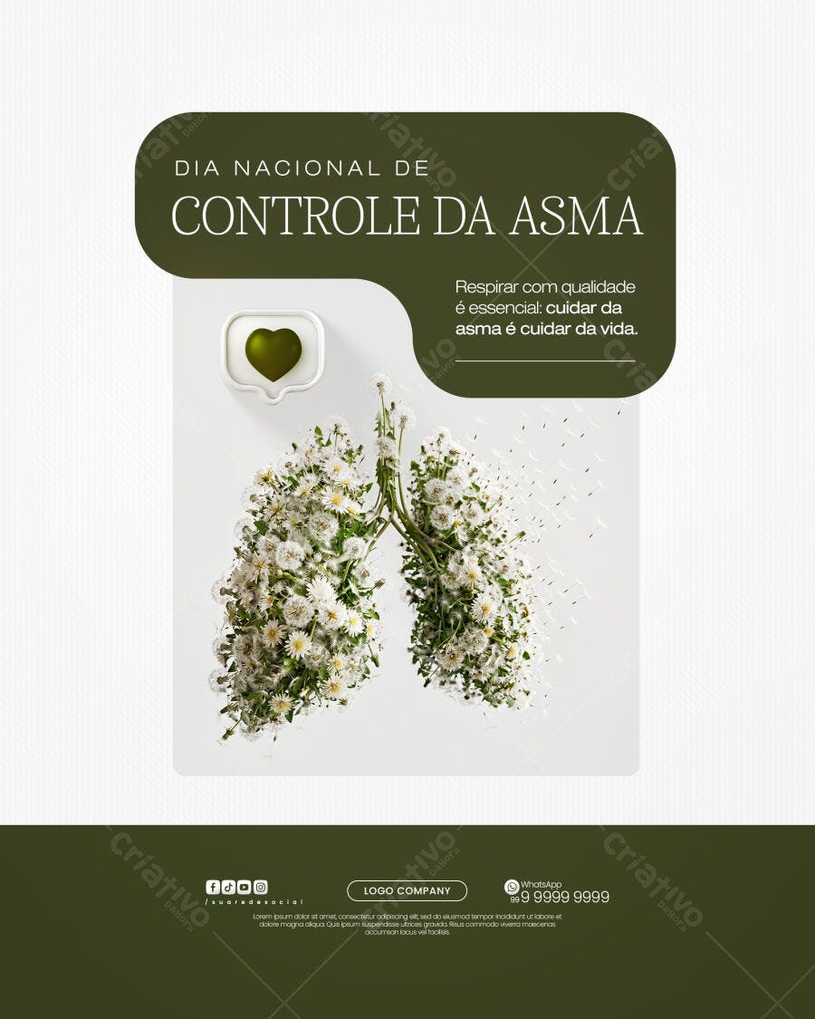Post Instagram Dia Nacional Controle Asma PSD Editável