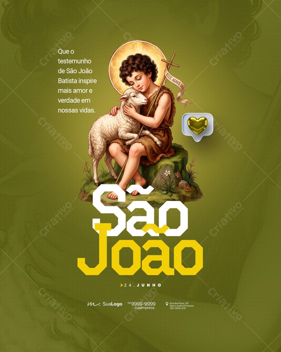 Post Instagram São João Batista 24 Junho PSD Editável