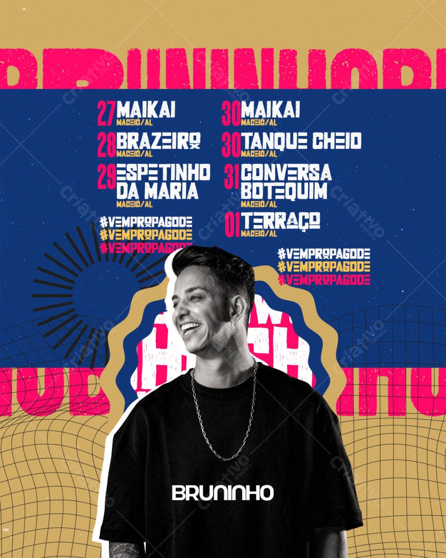 Post Instagram Show Pagode Bruninho PSD Editável