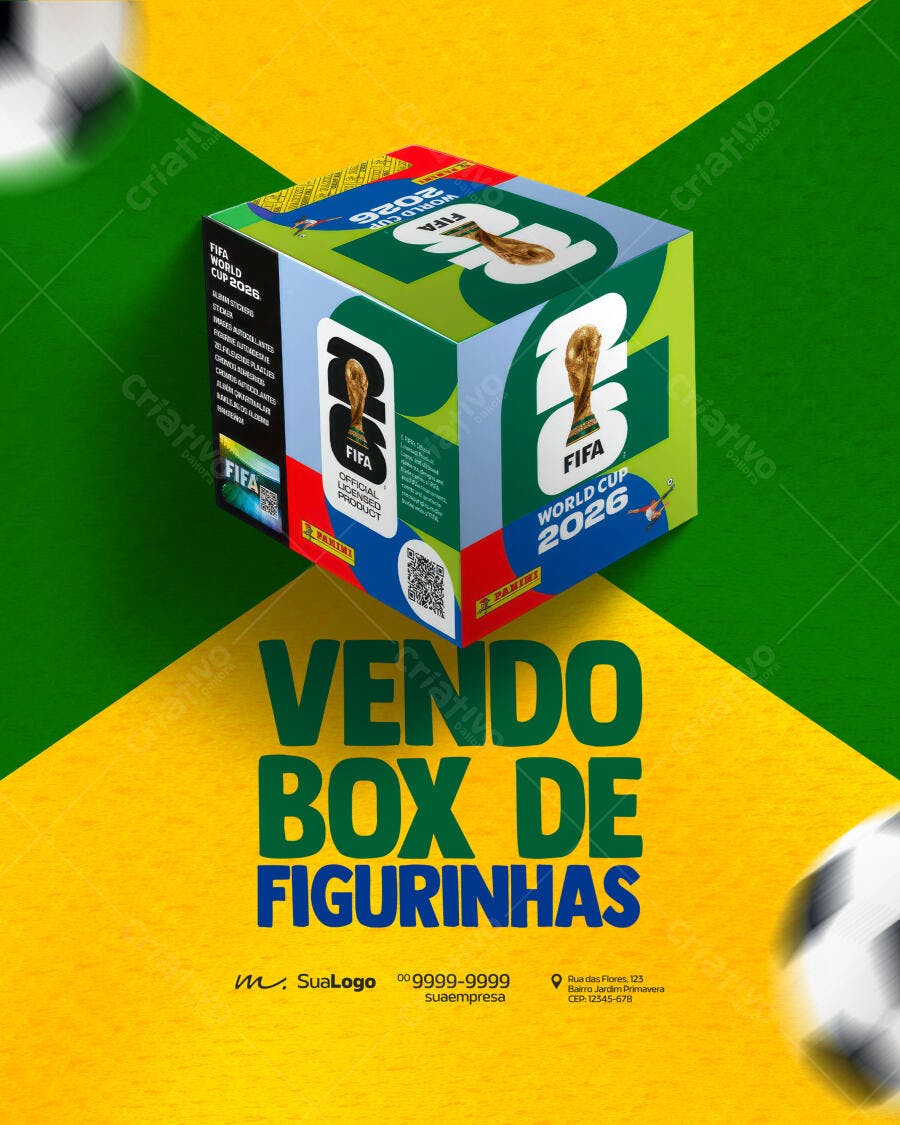 Post Instagram Venda Box Figurinhas Copa 2026 PSD Editável