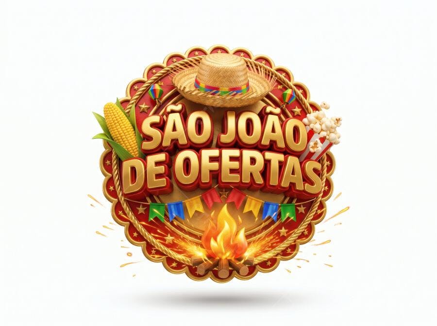 Selo São João de Ofertas Festa Junina Milho Pipoca Chapéu Palha