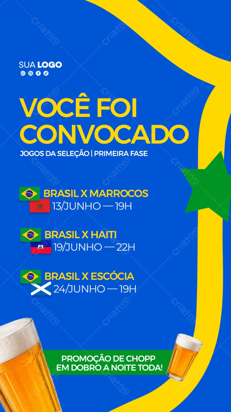 Story Jogos da Seleção Junho Bar Restaurante PSD Editável