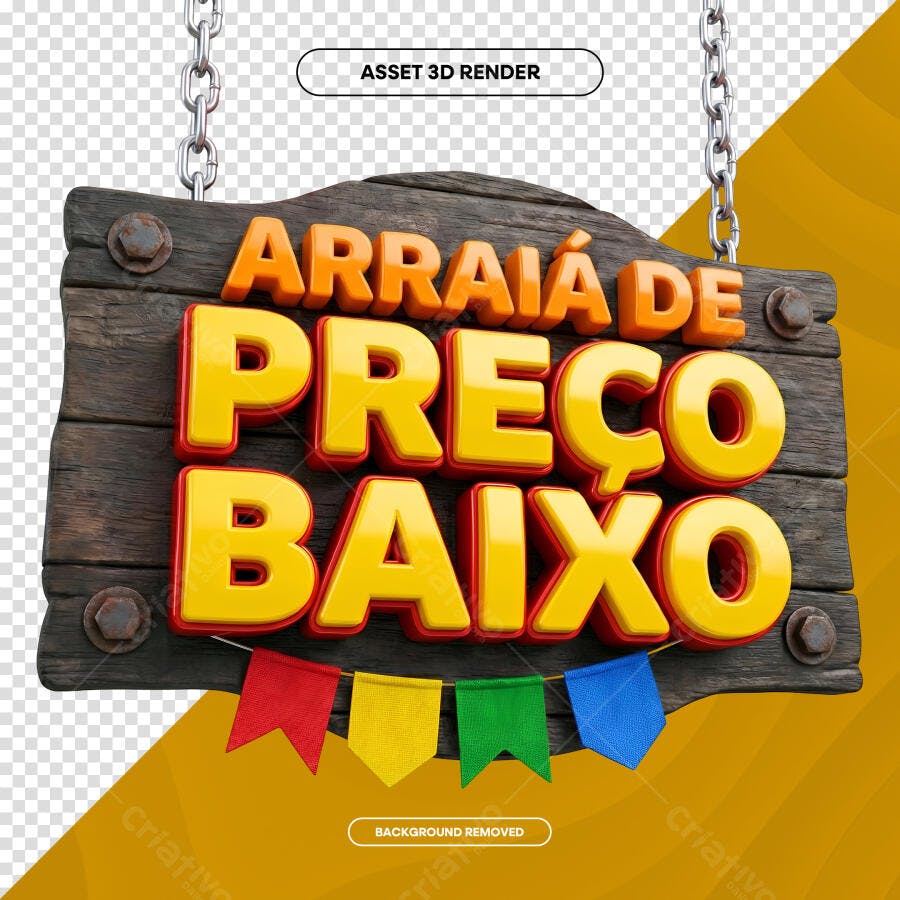 Badge 3D Arraiá de Preço Baixo Festa Junina PNG Transparente