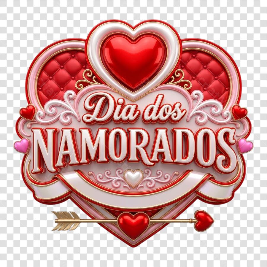 Elemento 3D Dia dos Namorados 12 Junho PNG Fundo Transparente