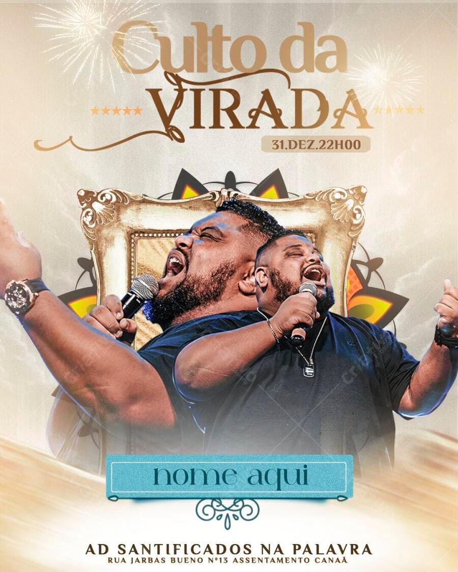Flyer Culto da Virada Ano Novo PSD Editável