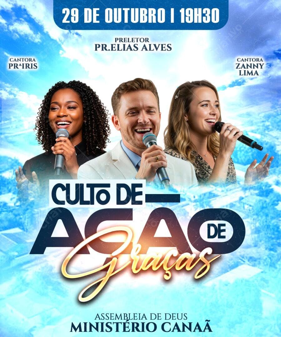 Flyer Culto de Ação de Graças Igreja PSD Editável