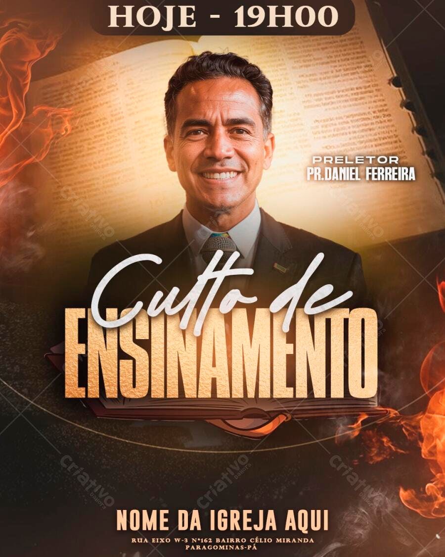 Flyer Culto de Ensinamento Igreja Evangélica PSD Editável