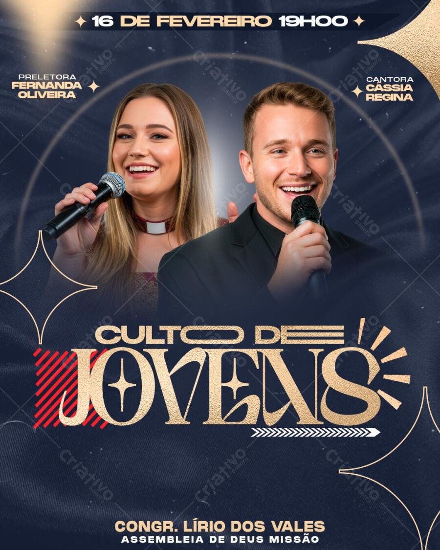 Flyer Culto de Jovens Igreja Cristã PSD Editável