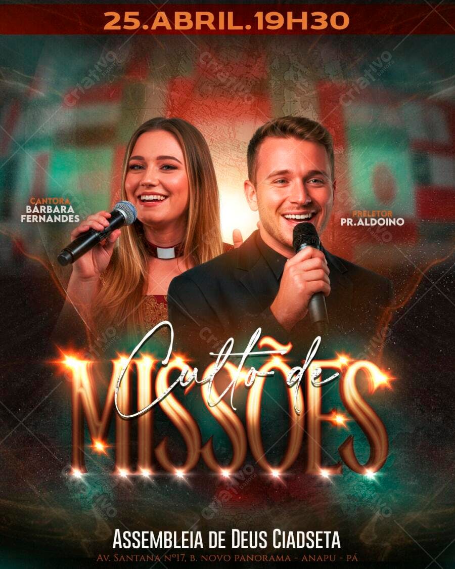 Flyer Culto de Missões Igreja Evangélica PSD Editável