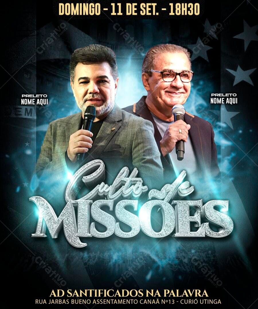 Flyer Culto de Missões Igreja Evangélica PSD Editável