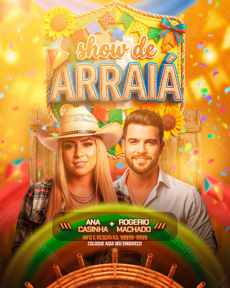 Flyer Festa Junina Show de Arraiá PSD Editável