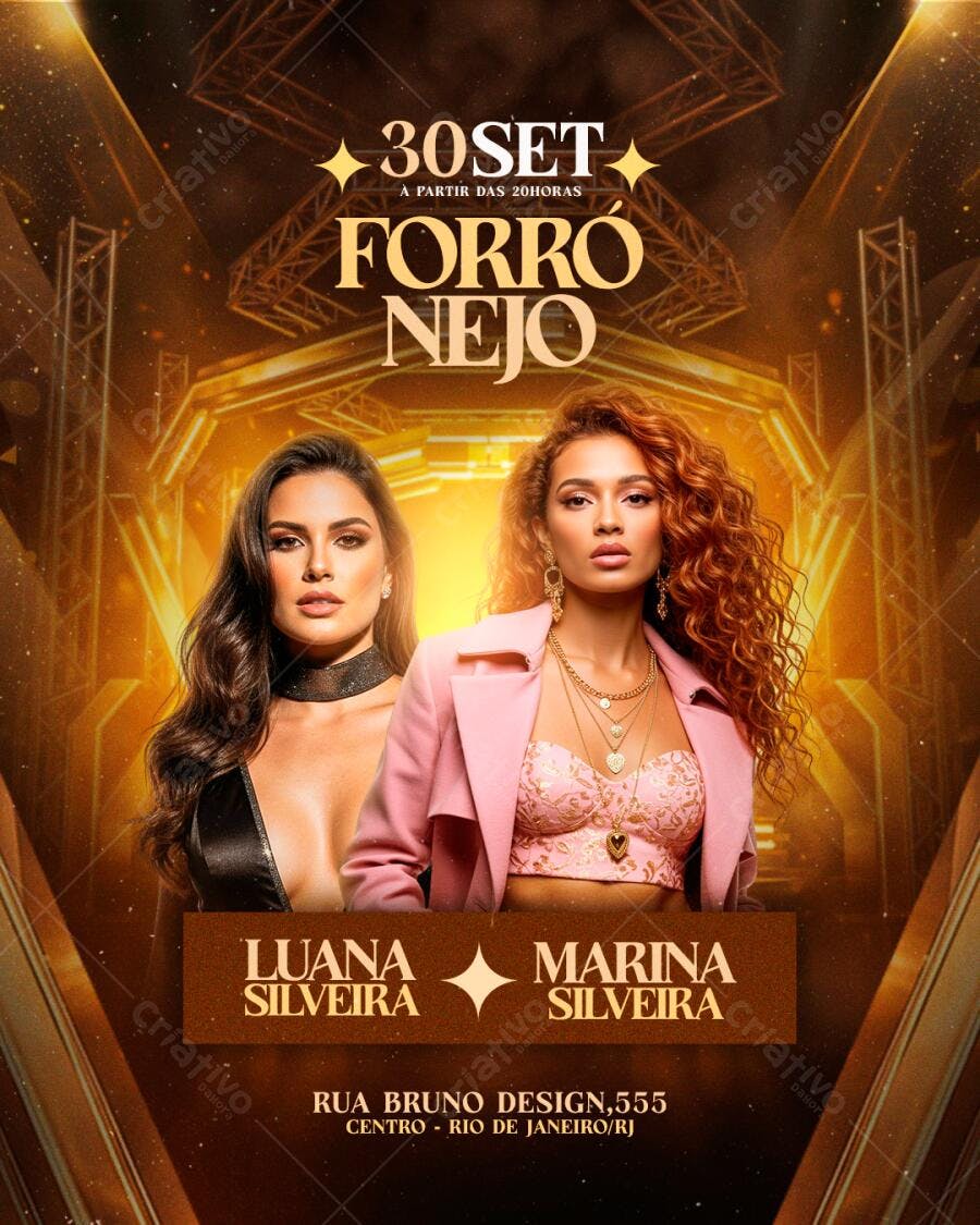 Flyer Forró Nejo Setembro Festa Balada PSD Editável