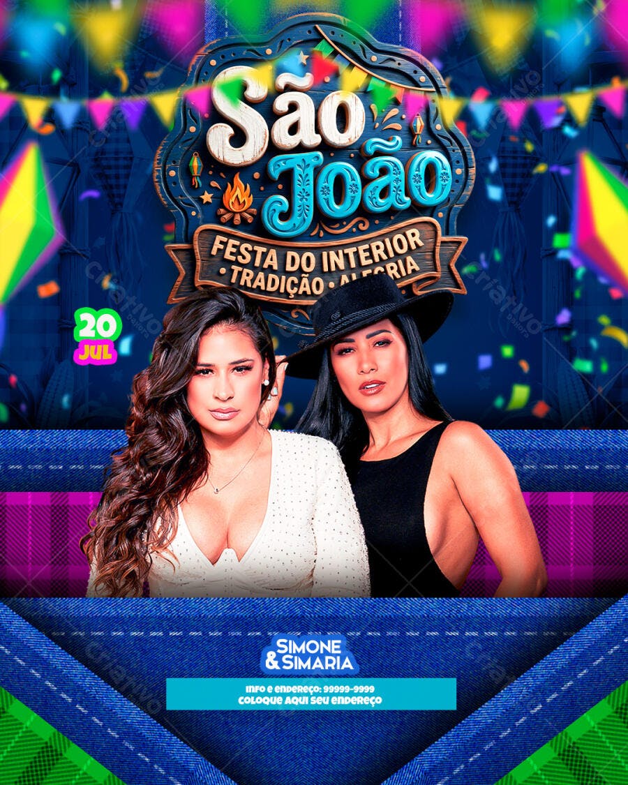 Flyer São João Festa do Interior Julho PSD Editável