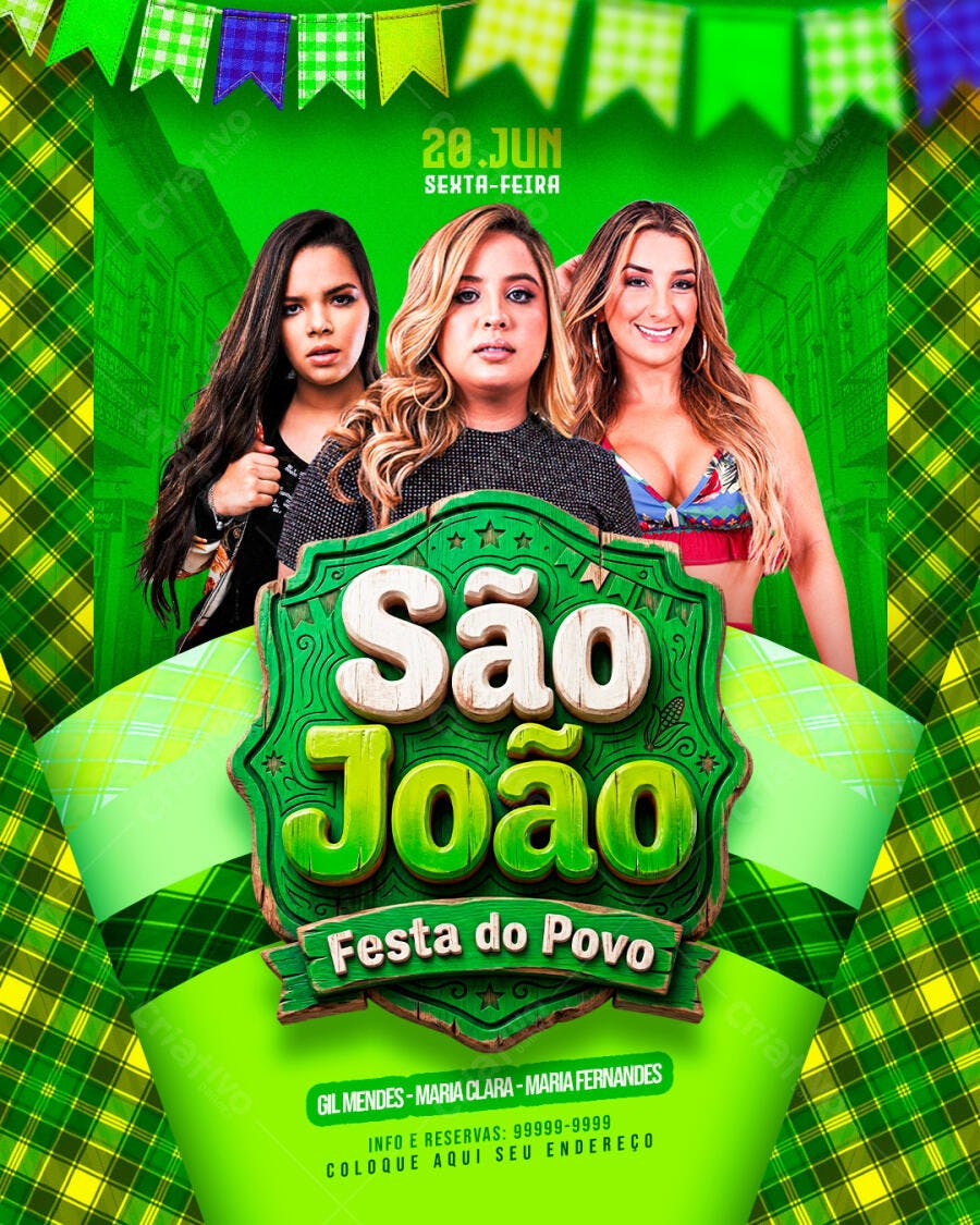 Flyer São João Festa do Povo Junho PSD Editável