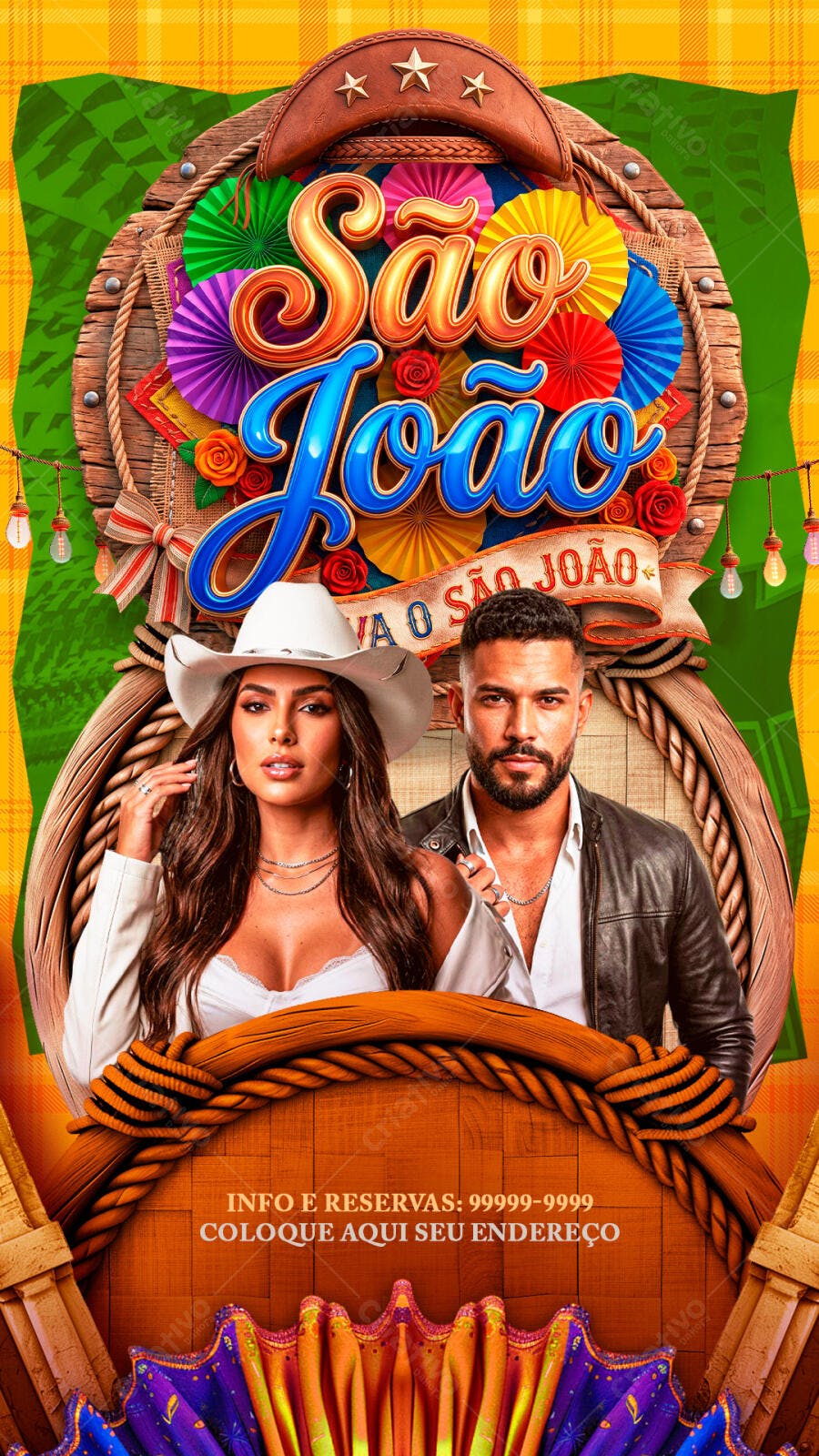 Flyer São João Festa Junina Arraial PSD Editável