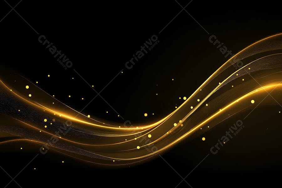 Foto Abstrata Ondas Douradas Brilhantes Fundo Preto