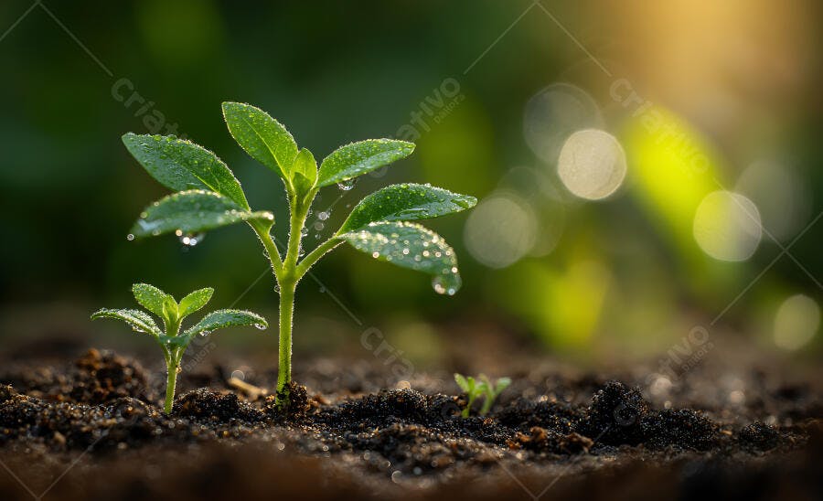 Foto Broto Verde Crescendo Terra Húmida Iluminação Natural