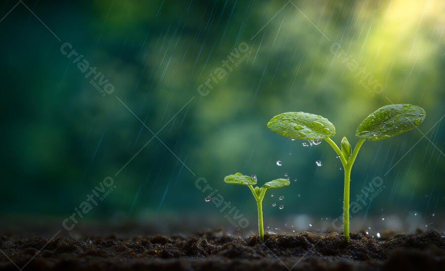 Foto Brotos Verdes Crescendo Chuva Solo Fértil Natureza