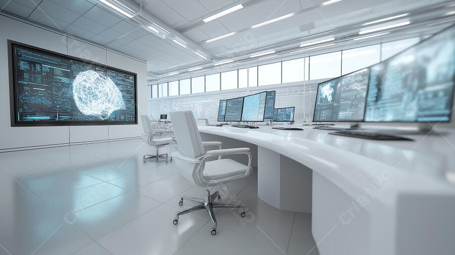 Foto Centro de Controle Moderno Sala de Servidores Tecnologia