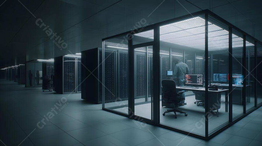 Foto Homem Trabalhando Servidor Data Center Segurança Cibernética