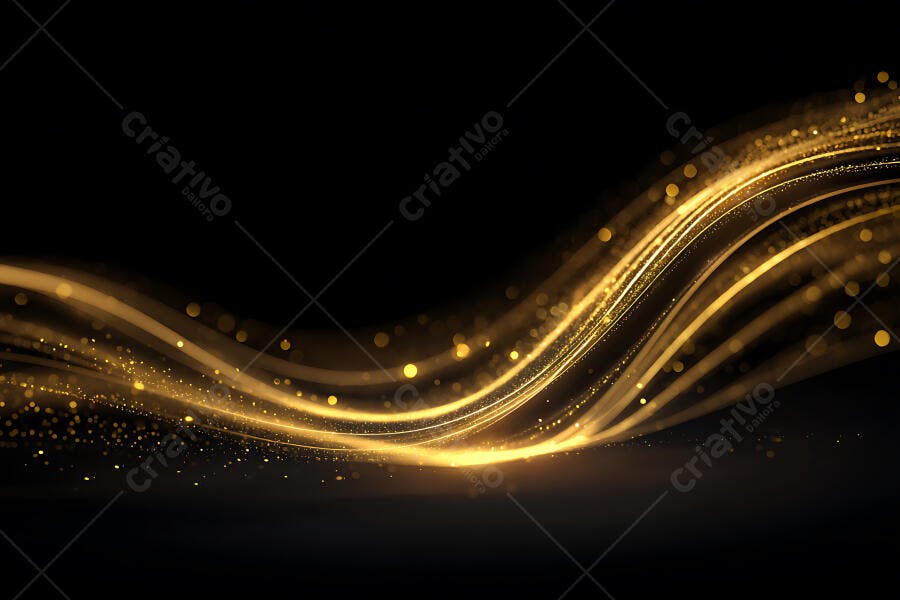 Fundo Abstrato Dourado Linhas Brilhantes Partículas Luz Bokeh
