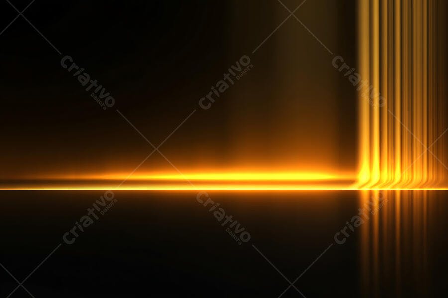 Fundo Abstrato Luz Dourada Brilhante Efeito Neon Escuro