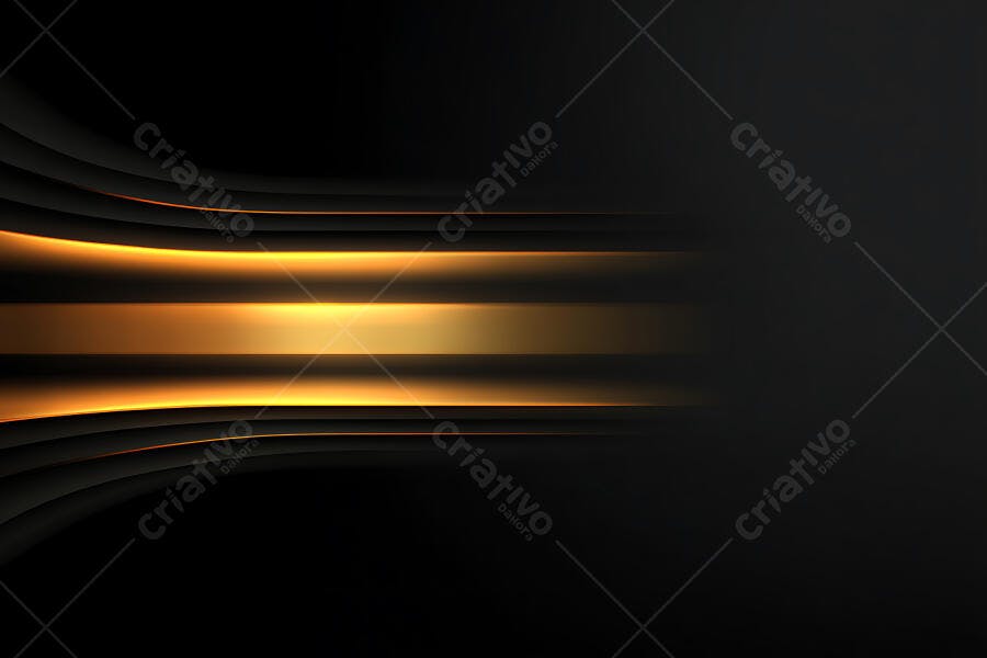 Fundo Abstrato Preto Dourado Linhas Curvas Brilhantes
