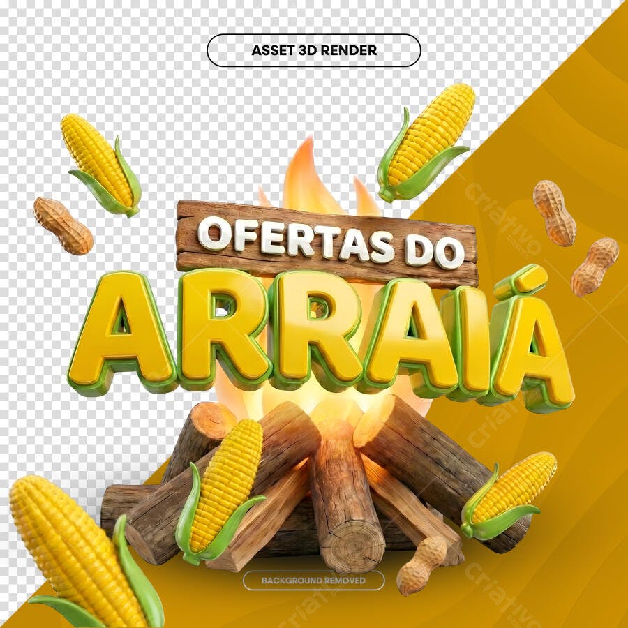 Ofertas do Arraiá 3D Fogueira Milho Amendoim PNG Transparente