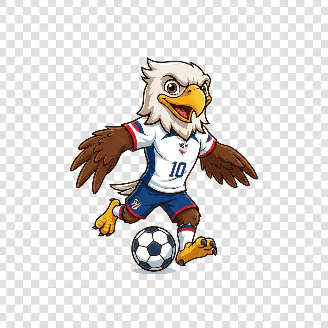 Personagem Ilustrado Águia Futebol EUA PNG Fundo Transparente