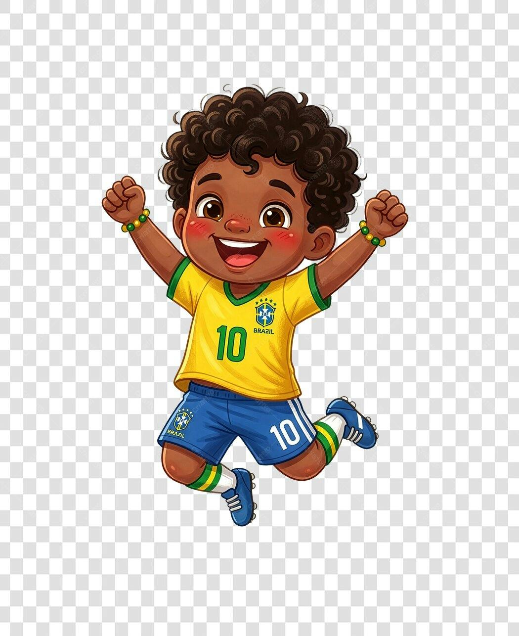 Personagem Ilustrado Menino Torcedor Brasil PNG Fundo Transparente