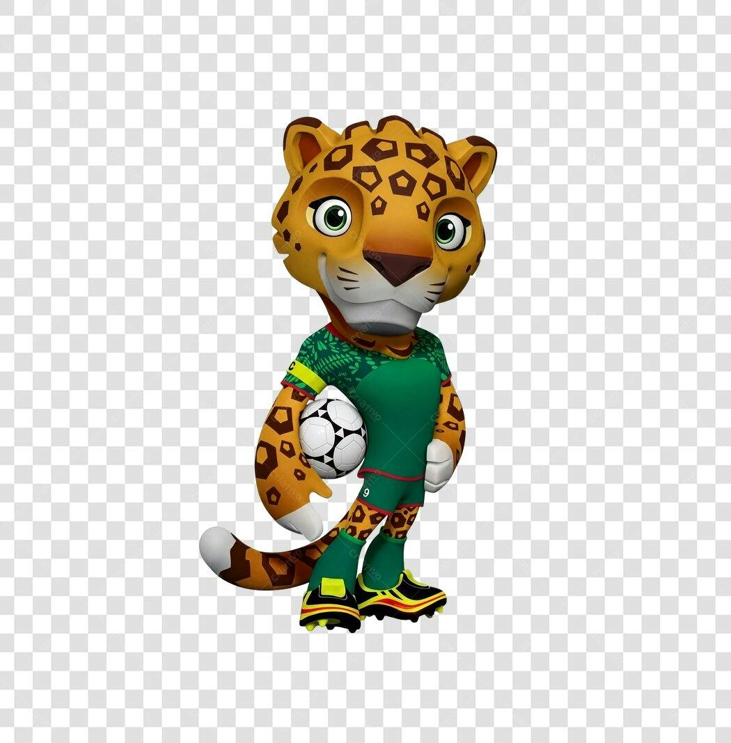 Personagem Ilustrado Onça-Pintada Mascote Copa PNG Fundo Transparente