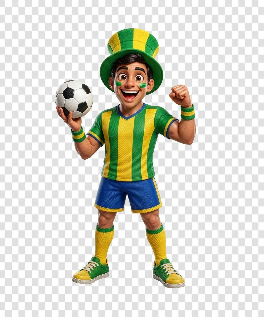 Personagem Ilustrado Torcedor Brasil Copa PNG Fundo Transparente